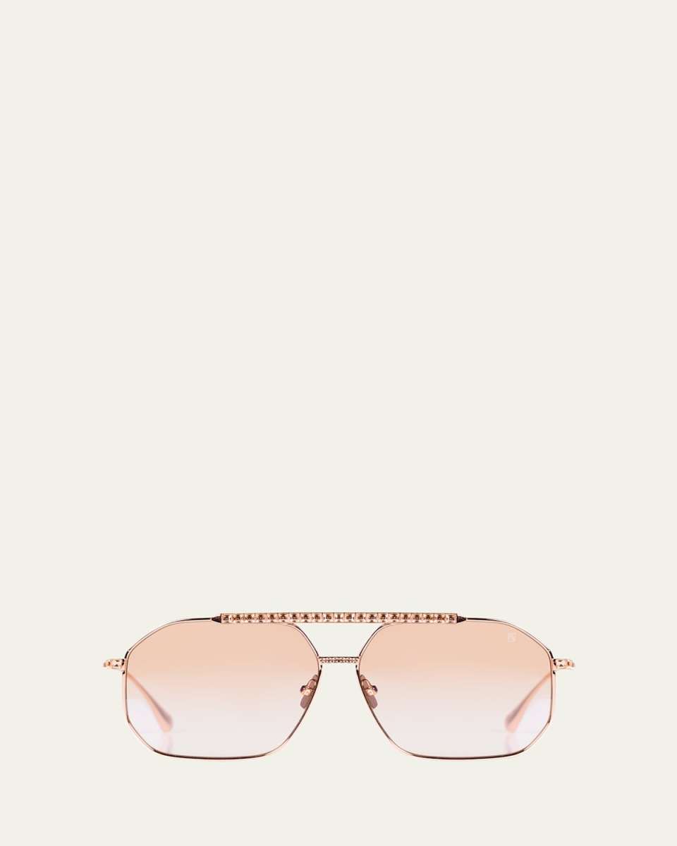 Le Boss 2 Titanium & Crystal Aviator Sunglasses